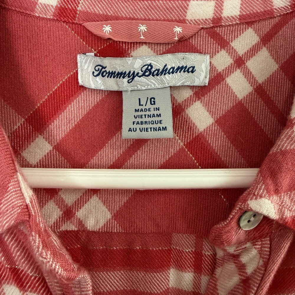 Tommy Bahama Red Plaid Button Front Shirt Long Sleeve Casual Women’s Top Coastal - Picture 5 of 8